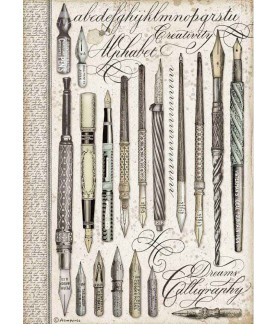 Stamperia A4 Tissue Paper Calligraphy Vintage Pen