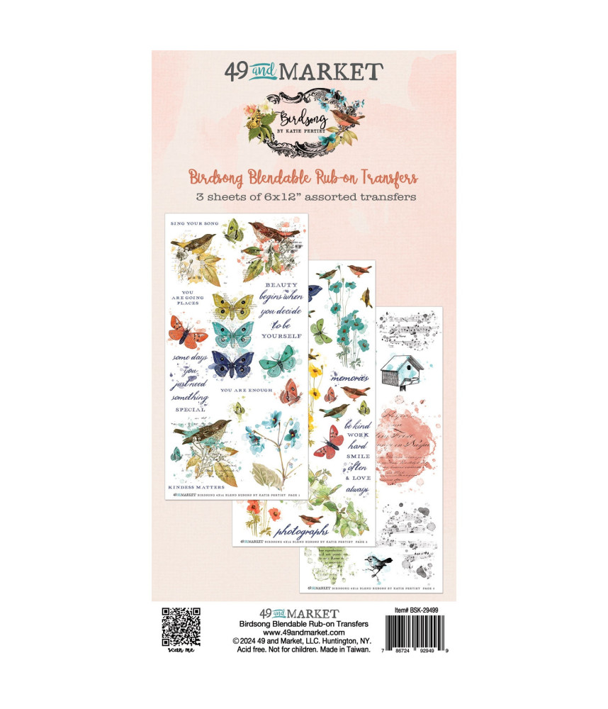 49 and Market Rub-On Transfer Set -Blendable, Birdsong