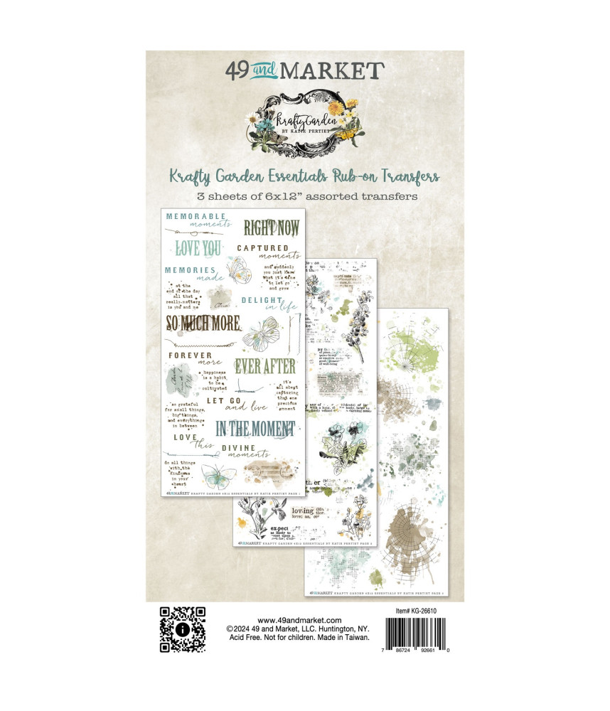 49 and Market Krafty Garden Rub-On Transfer Set - Essentials
