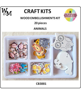 W&M Kit Wood Embellishments ANIMALS x 20 pcs