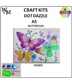 W&M Craft Kit DOT Dazzle BUTTERFLIES A5