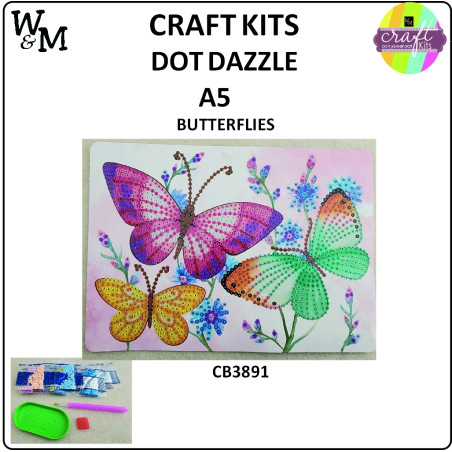 W&M Craft Kit DOT Dazzle BUTTERFLIES A5