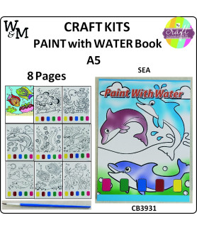 W&M Craft Kit PAINT w WATER Book SEA 8 Pages A5