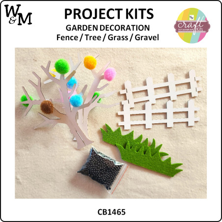 W&M Project Kit GARDEN DECO Fence/Tree/Grass/Gravel