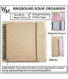 W&M Ringbound SCRAP ORGANISER SUEDE 30x30cm 12 Pocket