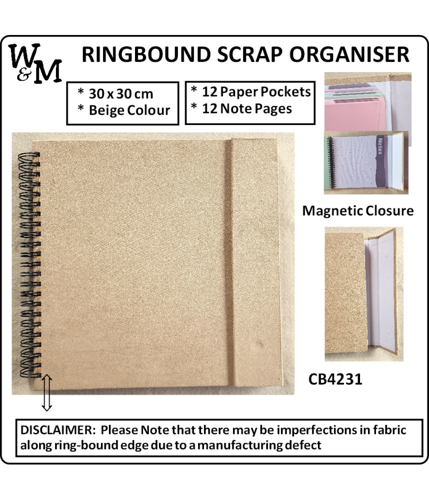 W&M Ringbound SCRAP ORGANISER SUEDE 30x30cm 12 Pocket
