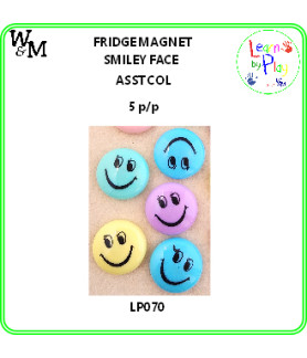 W&M Fridge MAGNET Smiley Face Asst Col 5 p/pack
