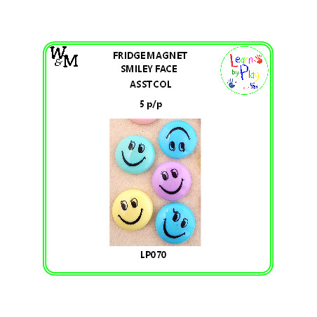 W&M Fridge MAGNET Smiley Face Asst Col 5 p/pack