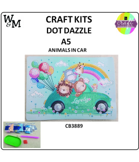 W&M Craft Kit DOT Dazzle ANIMALS IN CAR A5
