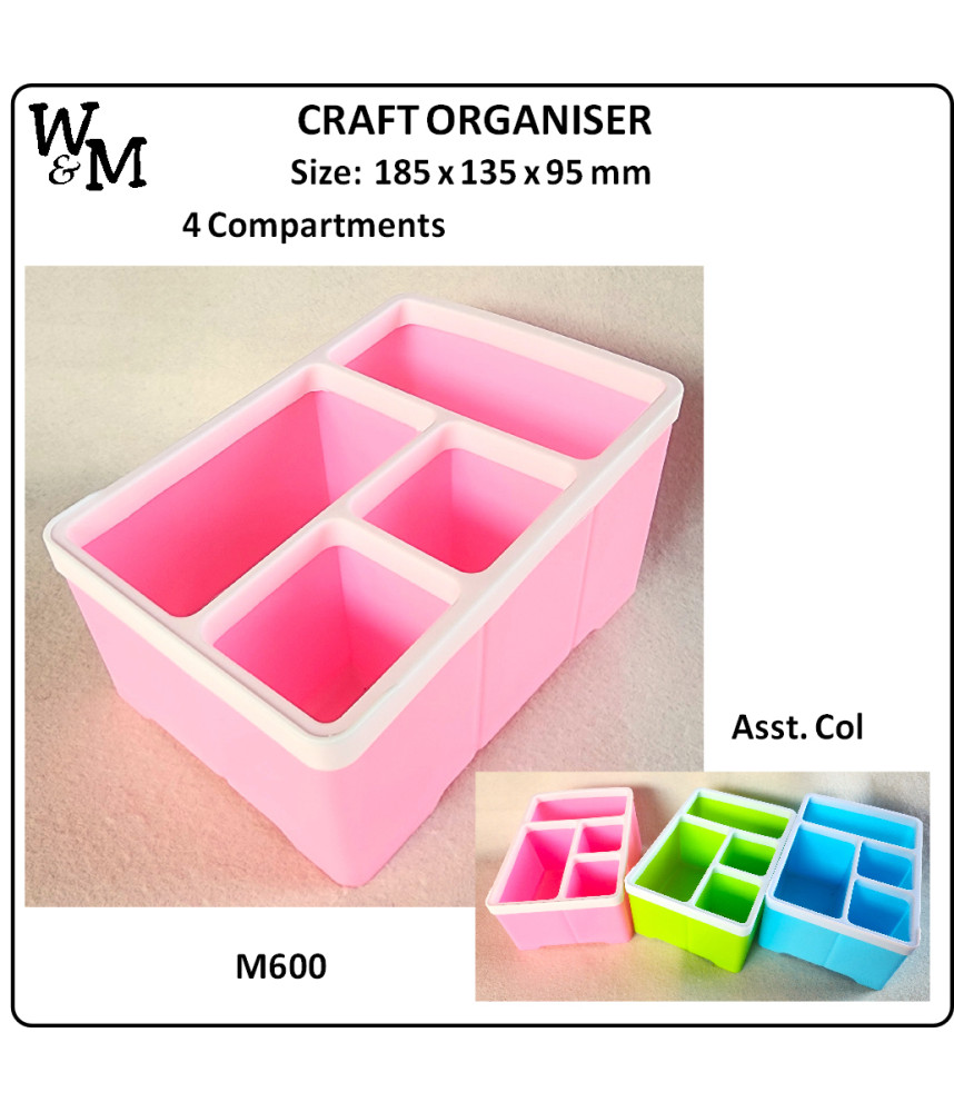 W&M CRAFT ORGANISER 4 Comp Asst Col 185x135x95mm