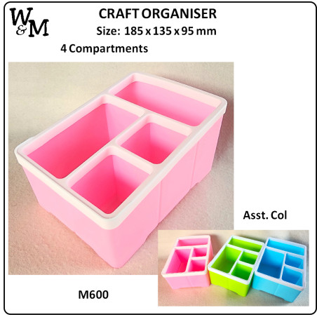 W&M CRAFT ORGANISER 4 Comp Asst Col 185x135x95mm