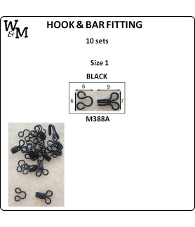 W&M Hook & Bar Fitting SIZE 1 BLACK 10 sets