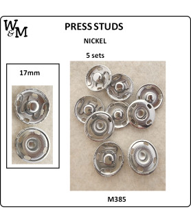 W&M Press Studs 17mm NICKEL 5 sets