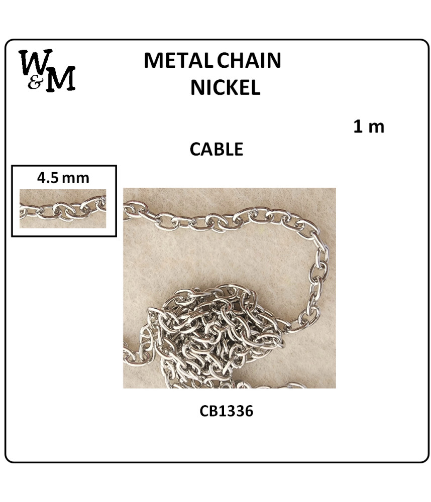 W&M Metal Chain CABLE NICKEL 4.5mm p/m