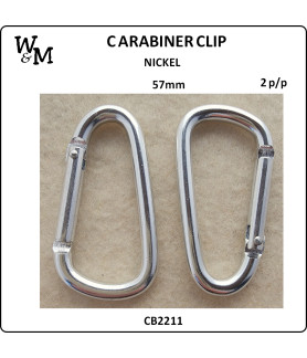 W&M Carabiner CLIP 57mm Nickel 2 p/pack