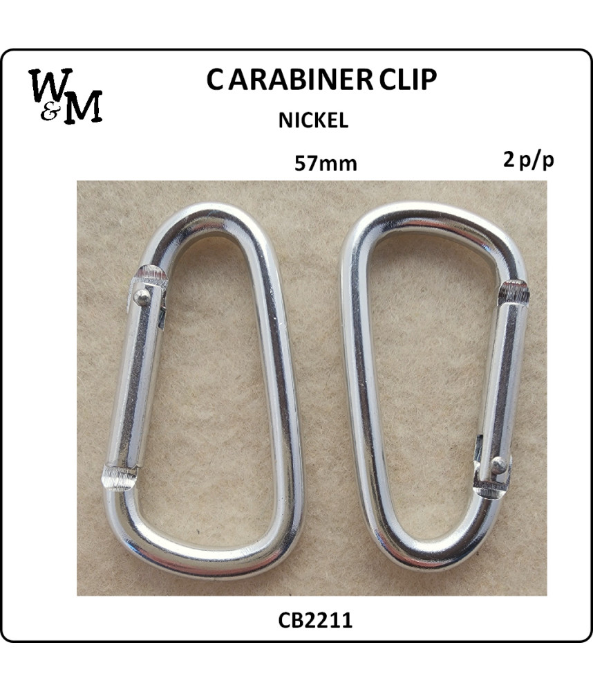 W&M Carabiner CLIP 57mm Nickel 2 p/pack