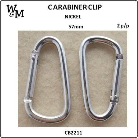 W&M Carabiner CLIP 57mm Nickel 2 p/pack