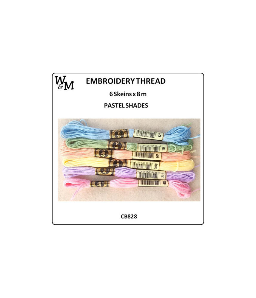 W&M Embroidery Thread PASTEL Shades 8m 6 Skeins