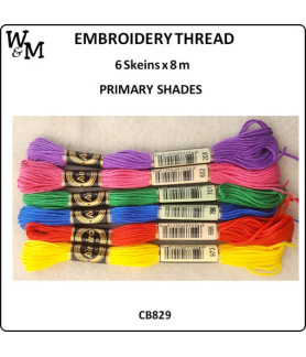 W&M Embroidery Thread PRIMARY Shades 8m 6 Skeins