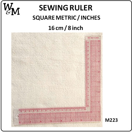 W&M Ruler SQUARE METRIC & INCHES 16cm/8inch