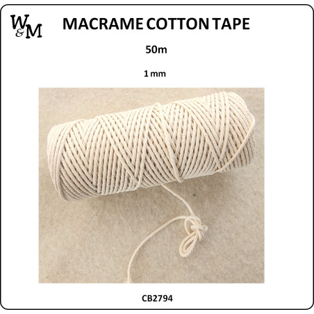 W&M Macrame COTTON Rope 1mm 50m