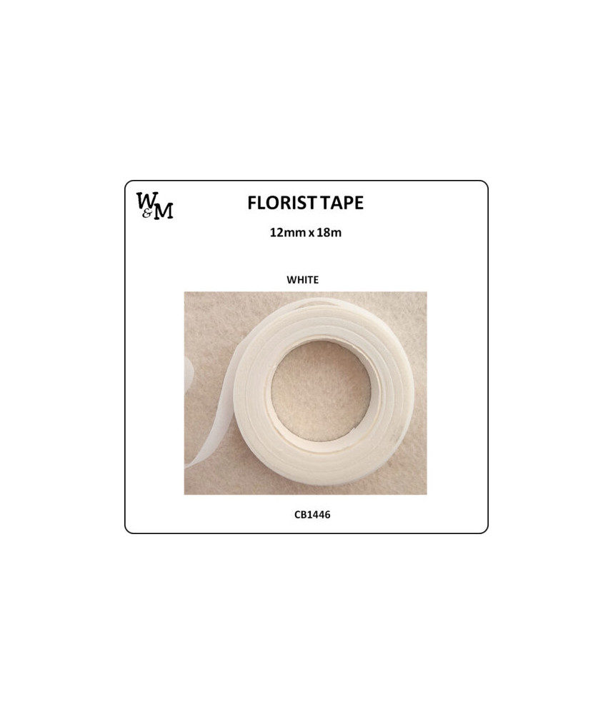 W&M FLORIST TAPE WHITE 12mm x 18m