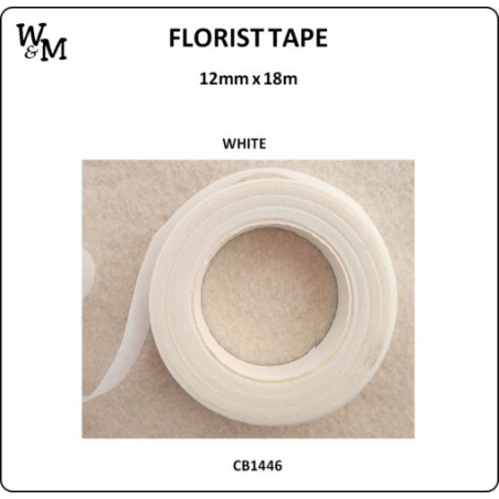 W&M FLORIST TAPE WHITE 12mm x 18m
