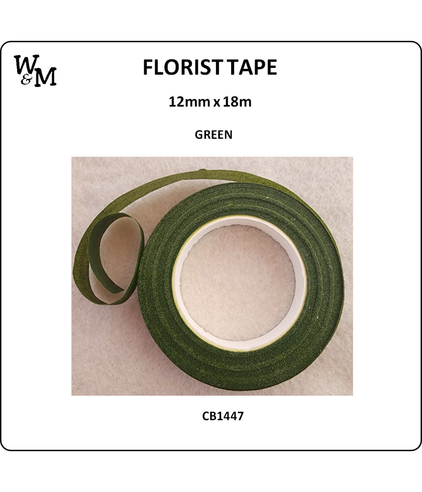 W&M FLORIST TAPE GREEN 12mm x 18m