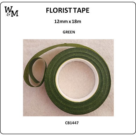 W&M FLORIST TAPE GREEN 12mm x 18m
