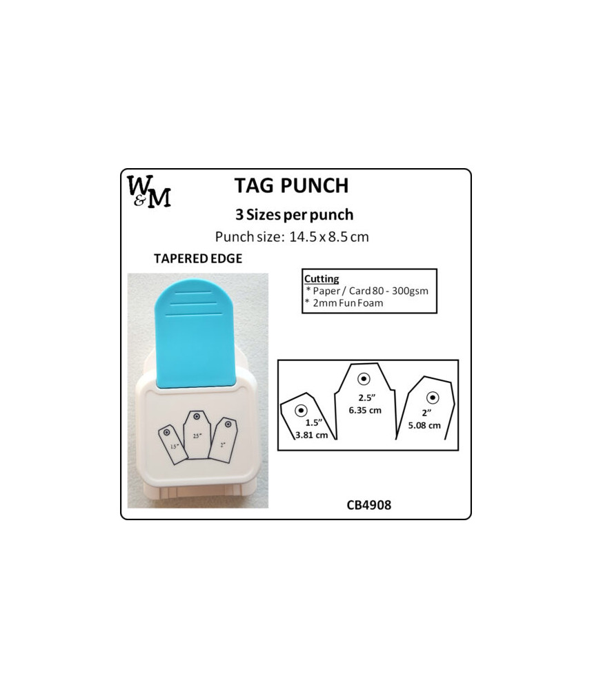 W&M Kamei Tag Punch TAPERED EDGE 3 Sizes