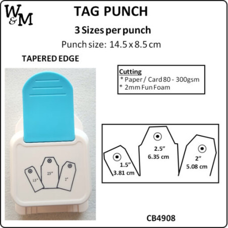 W&M Kamei Tag Punch TAPERED EDGE 3 Sizes