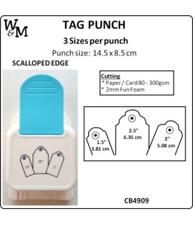 Kamei Tag Punch SCALLOPED EDGE 3 Sizes