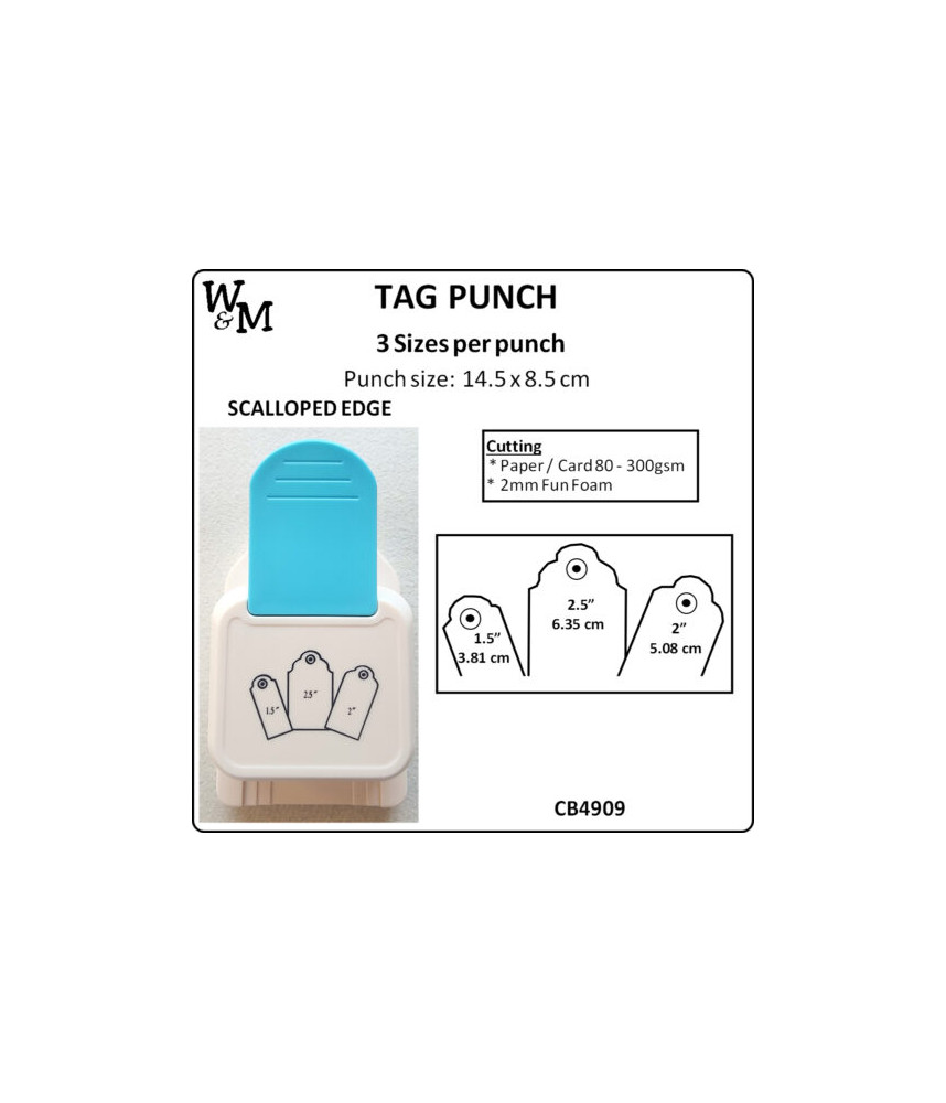 W&M Kamei Tag Punch SCALLOPED EDGE 3 Sizes