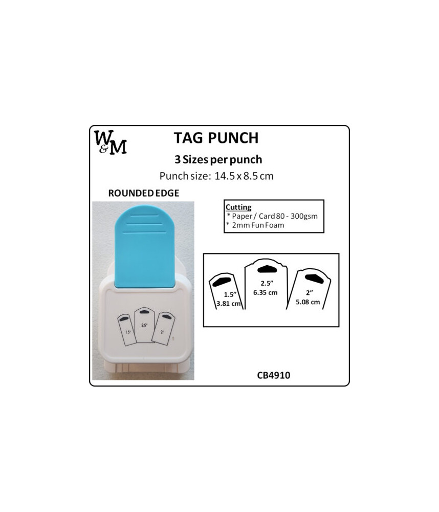 W&M Kamei Tag Punch ROUNDED EDGE 3 Sizes