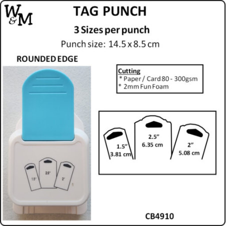 W&M Kamei Tag Punch ROUNDED EDGE 3 Sizes