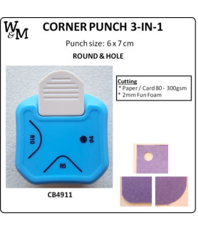 W&M Kamei Corner Punch 3-in-1 ROUND & HOLE