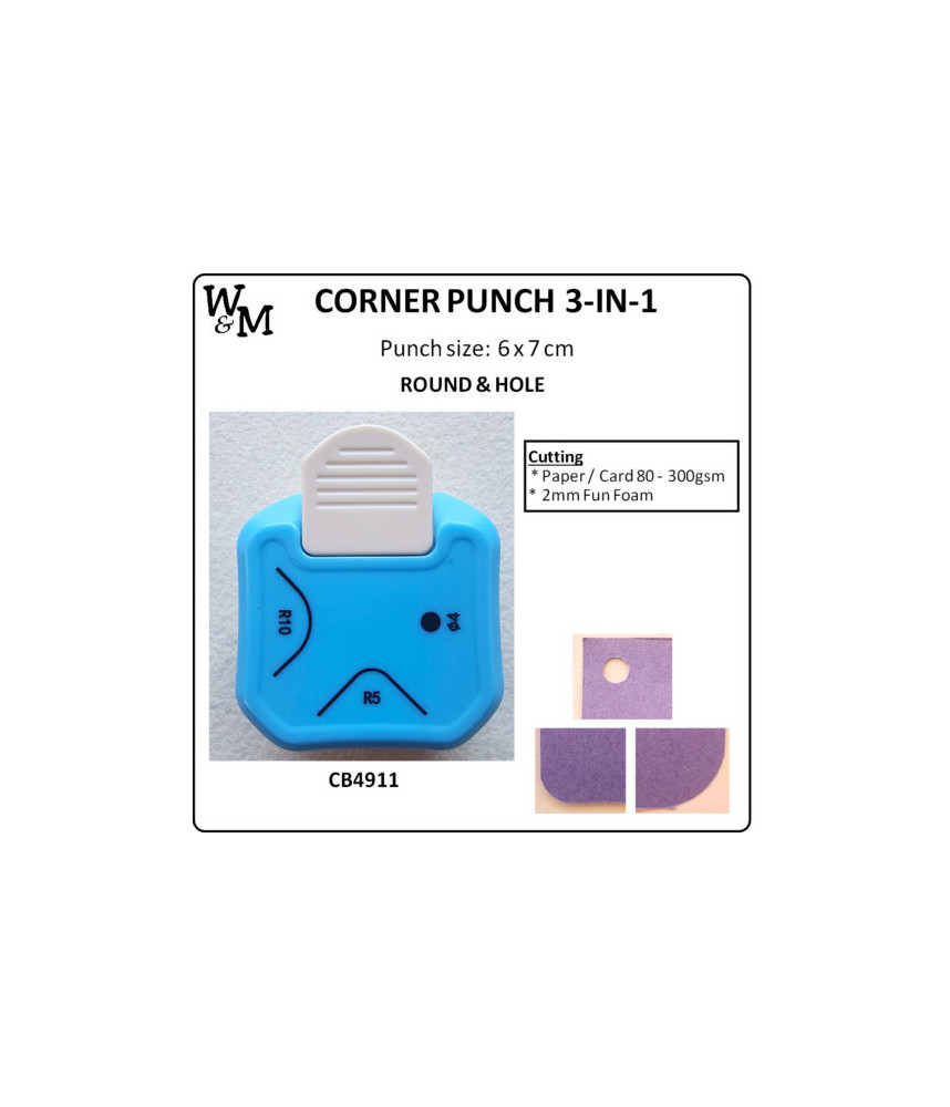 W&M Kamei Corner Punch 3-in-1 ROUND & HOLE