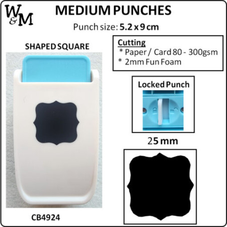 W&M Kamei Punch MEDIUM SHAPED SQUARE 25mm