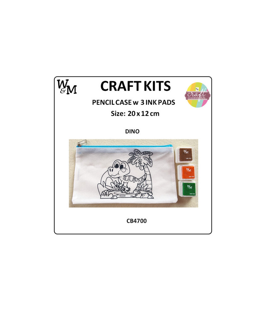 W&M Craft Kit Pencil Case DINO w Ink Pads