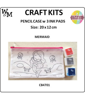 W&M Craft Kit Pencil Case MERMAID w Ink Pads