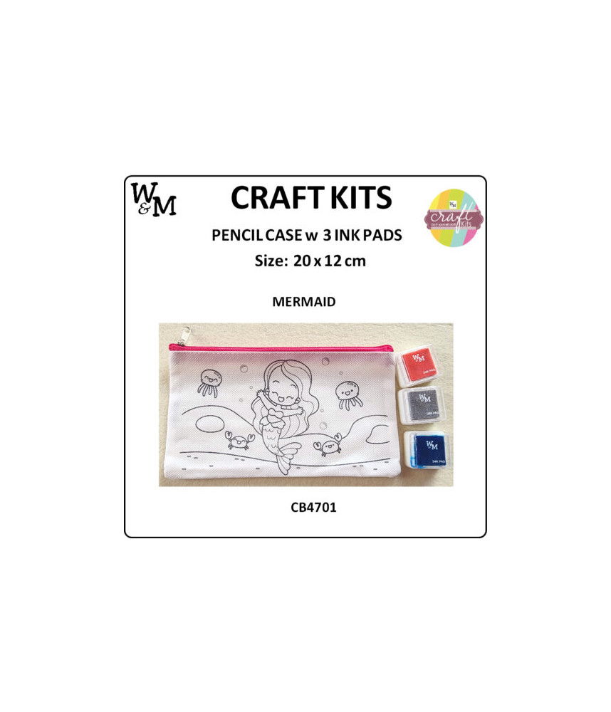 W&M Craft Kit Pencil Case MERMAID w Ink Pads
