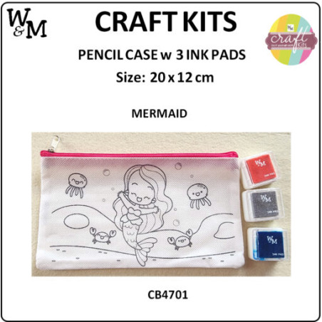W&M Craft Kit Pencil Case MERMAID w Ink Pads