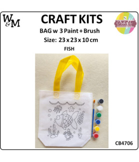 W&M Craft Kit Bag FISH w Paint + Brush