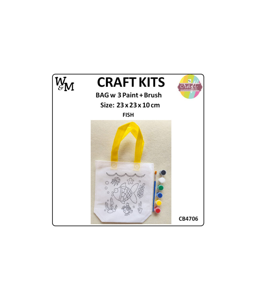 W&M Craft Kit Bag FISH w Paint + Brush