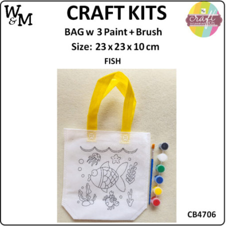 W&M Craft Kit Bag FISH w Paint + Brush