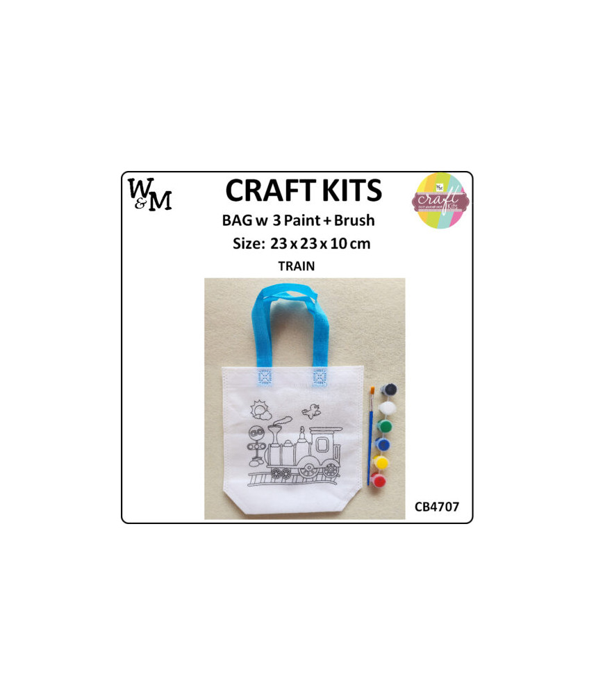 W&M Craft Kit Bag TRAIN w Paint + Brush