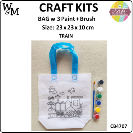 W&M Craft Kit Bag TRAIN w Paint + Brush