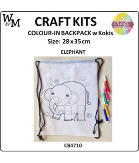 W&M Craft Kit Colour In Backpack ELEPHANT w Kokis