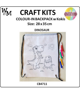 W&M Craft Kit Colour In Backpack DINOSAUR w Kokis