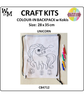 W&M Craft Kit Colour In Backpack UNICORN w Kokis